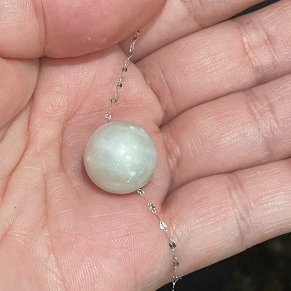 🛑 SOLD 🛑 Genuine Natural South Sea Pearl Bluish White Round 13.7mm in 18k WG - Picture 6 of 9